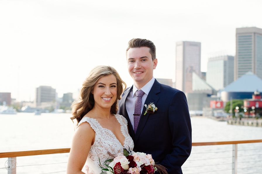 Wedding photos on the baltimore waterfront Harbor East