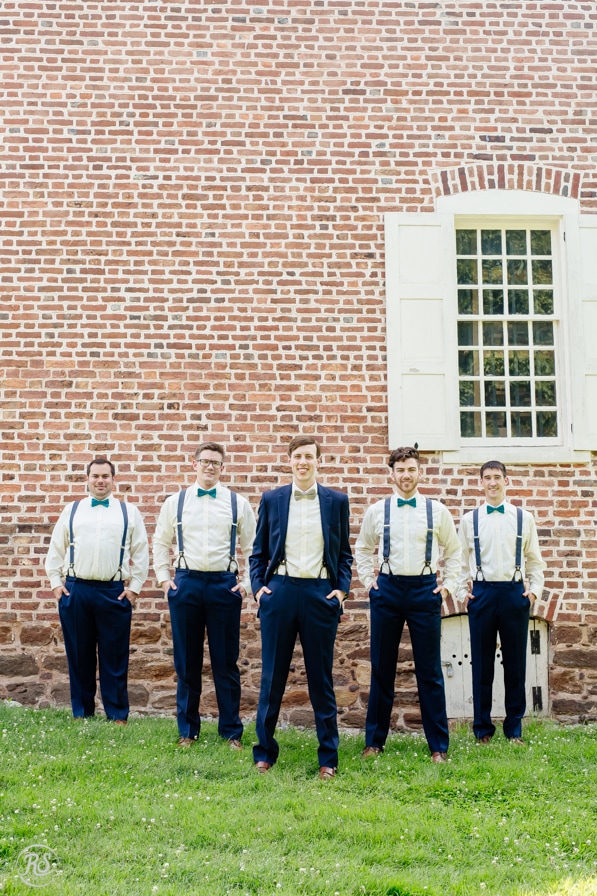 Groom and Groomsmen photos in Annapolis state circle 