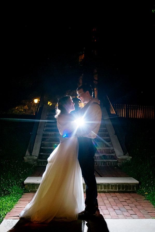 Backlight night wedding photos 