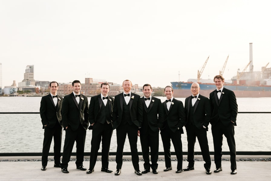 Groomsmen photos at Sagamore Pendry on Fells Point waterfront. 