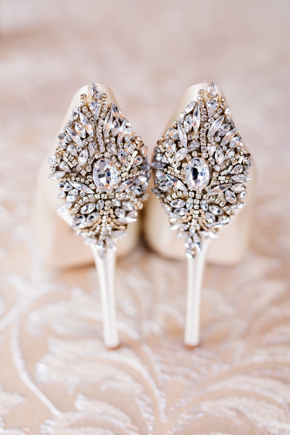 Glamorous wedding shoes, Ivory wedding shoes with glamorous rhinestone heels