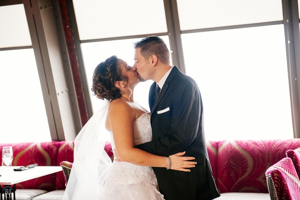 Bride and groom kiss for first time