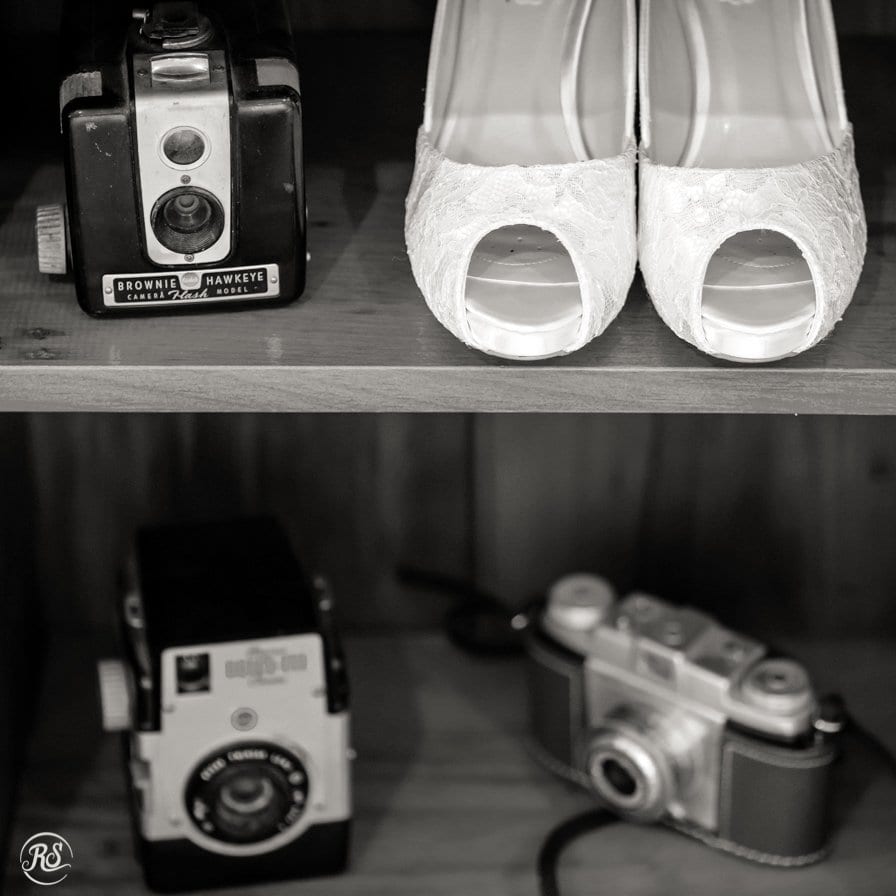 Antique cameras wedding day details