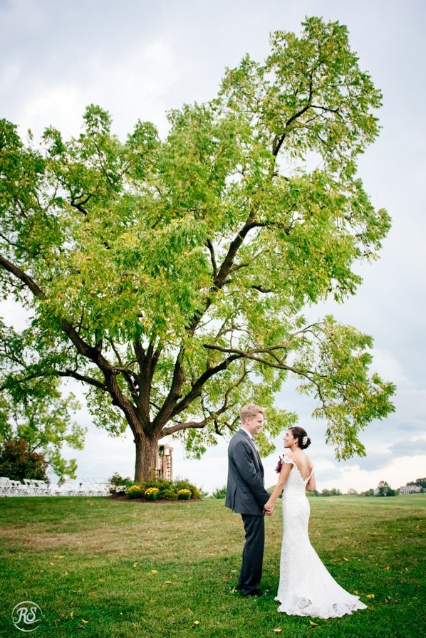 Bride and Groom under tree
