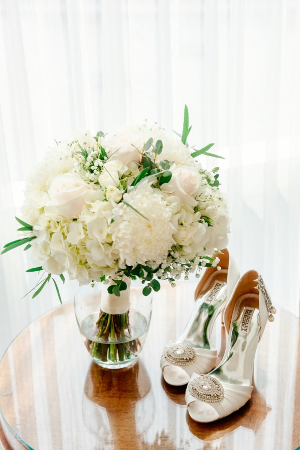 Bridal shoes and flowers 