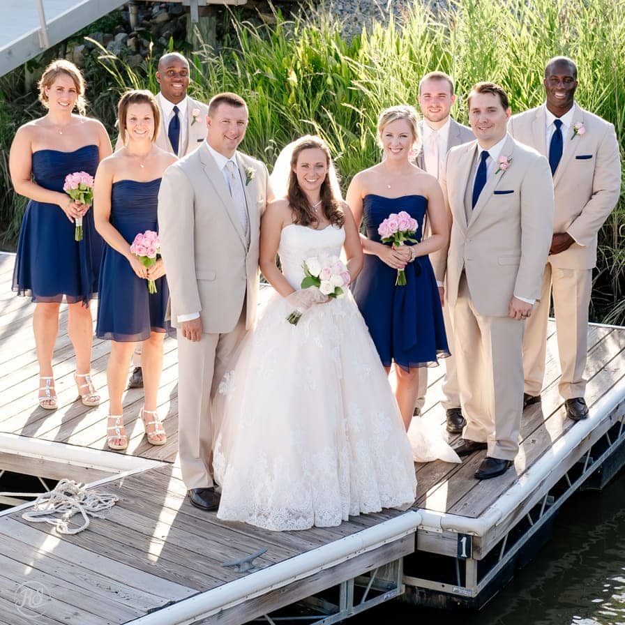 wedding party on the dock in Chesapeake City 