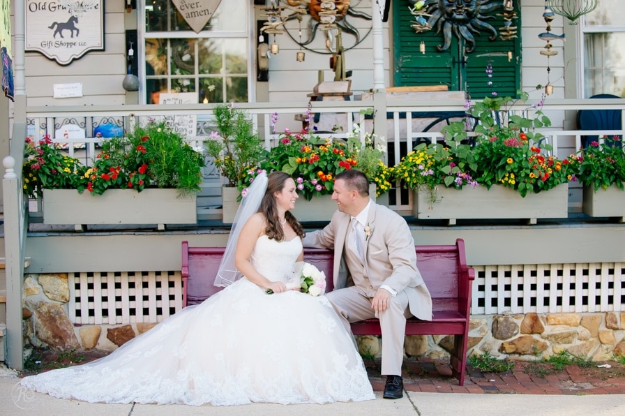 Small town street wedding photos 
