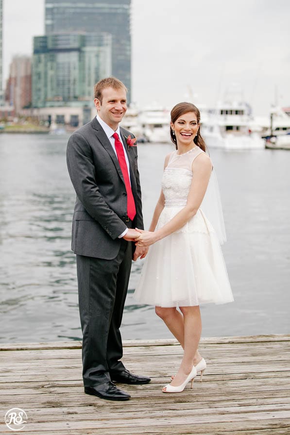 Bride and Groom portraits around the Baltimore Harbor