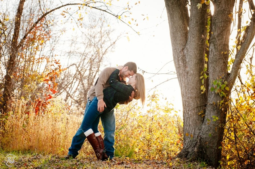 romantic dip fall engagement photos 