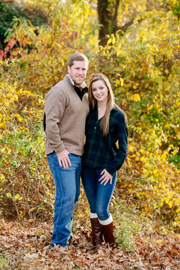 fall engagement session with flannel and boots 