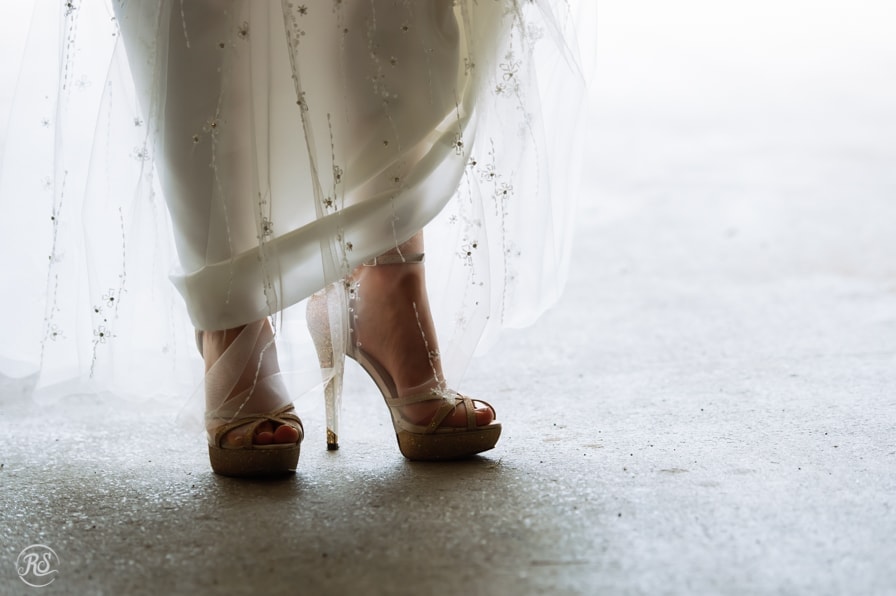 dramatic wedding day shoe photo