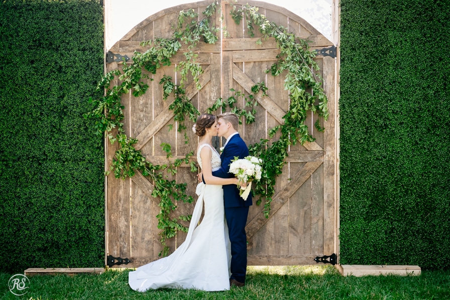 Wood door installation for wedding venue 