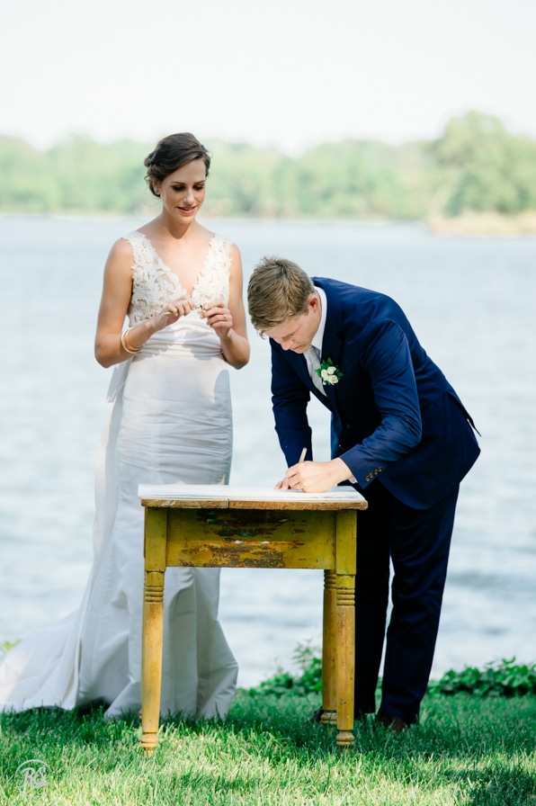 Quaker waterfront wedding ceremony 