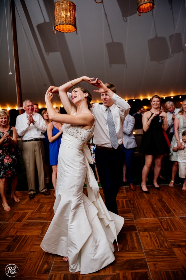 bride and groom dancing at wedding 