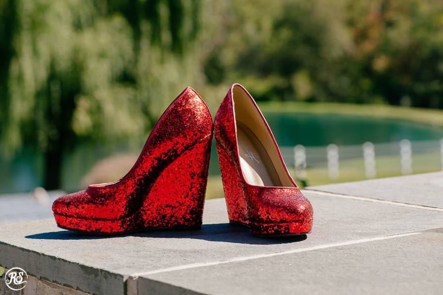 red wedding day shoes