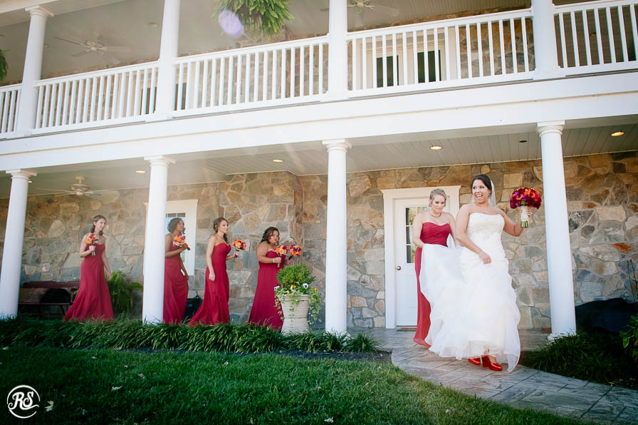 Bride with Bridesmaids at Farm House