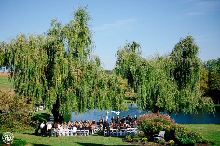 Pond view wedding ceremony 