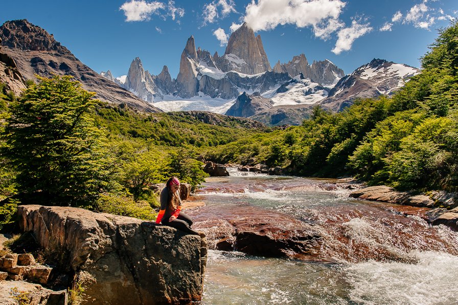 Mt. Fitz Roy, Serene River Scene, Patagonia