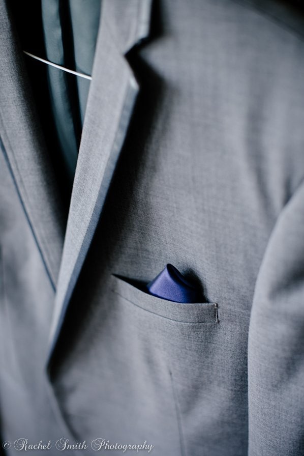 Gray Suit, Navy Pocket Square