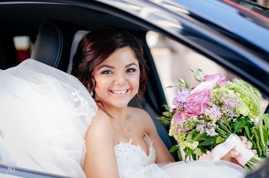 Bride catching an Uber Ride