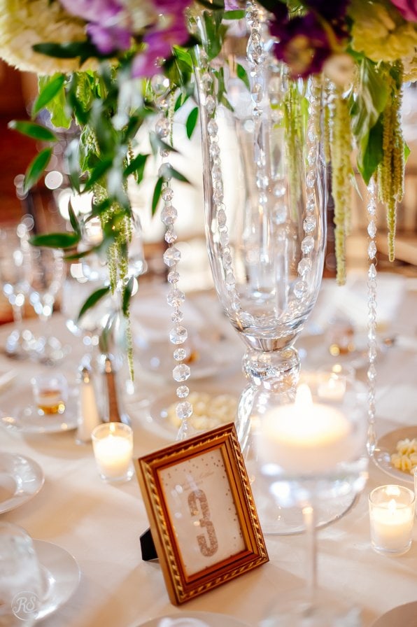 Belvedere & Co. Events. Ballroom Centerpieces and table numbers
