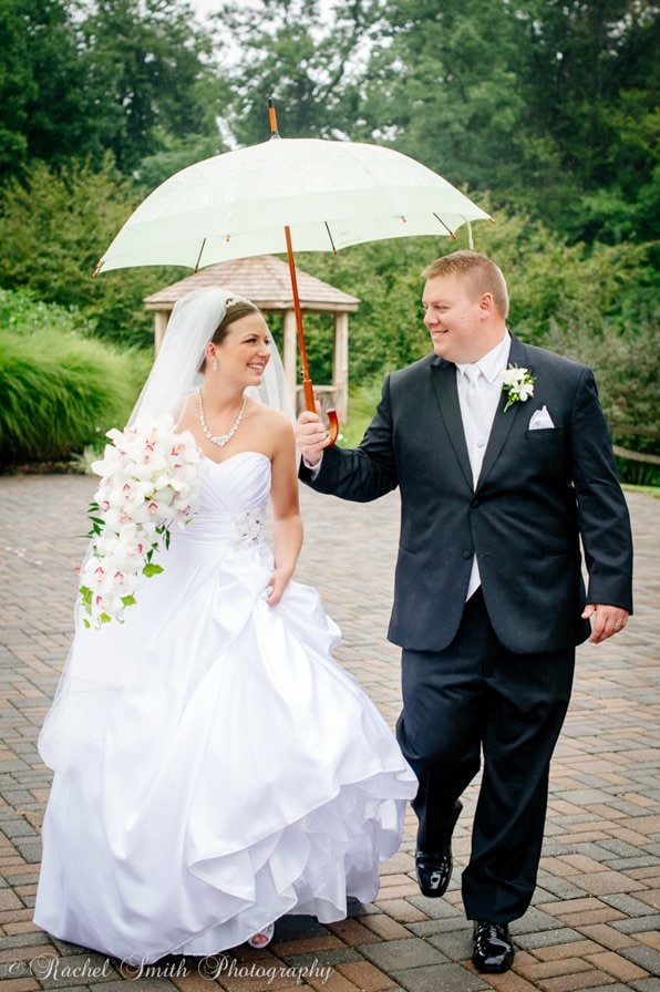 Bride and Groom in the Rain