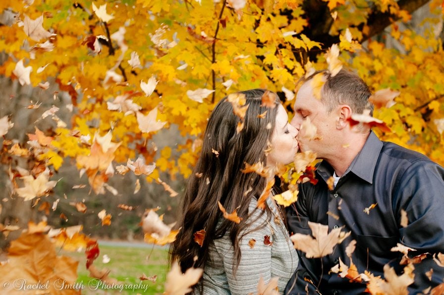 Engagement Session with Falling leaves