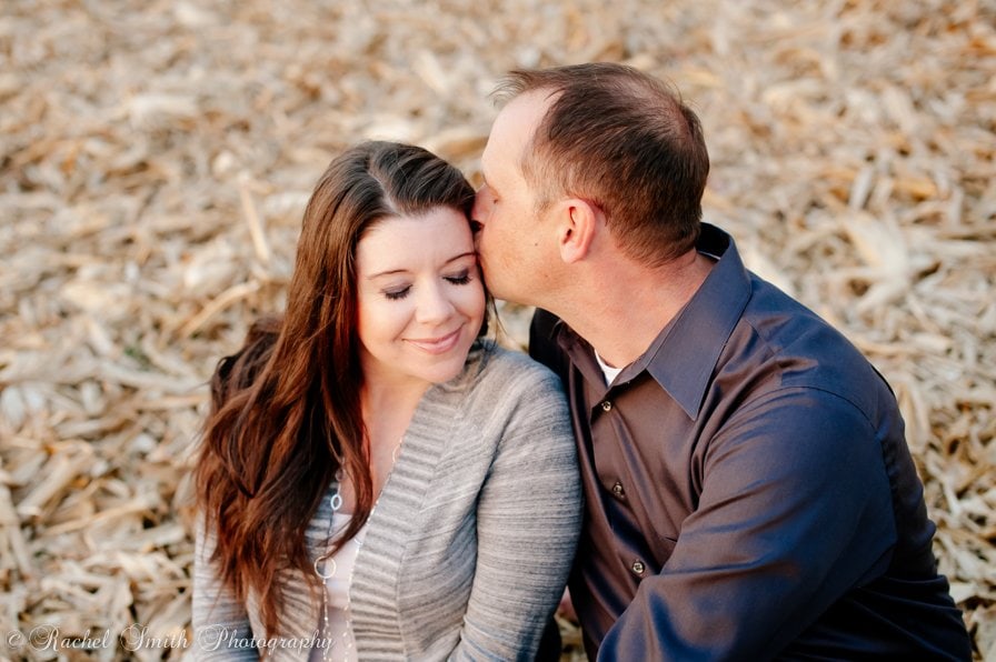 Sunset Fall Engagement Session in Corn Field