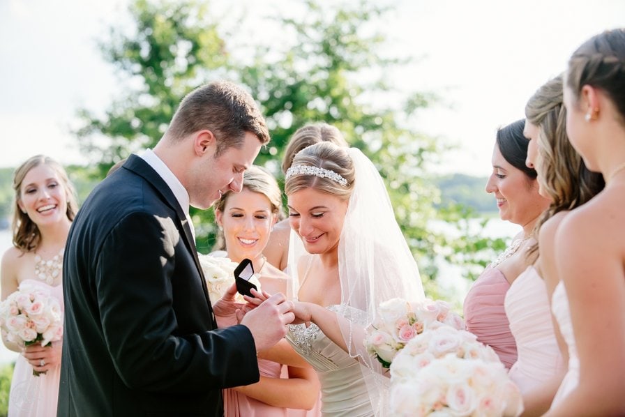 Groom gifting the bride an wedding ring