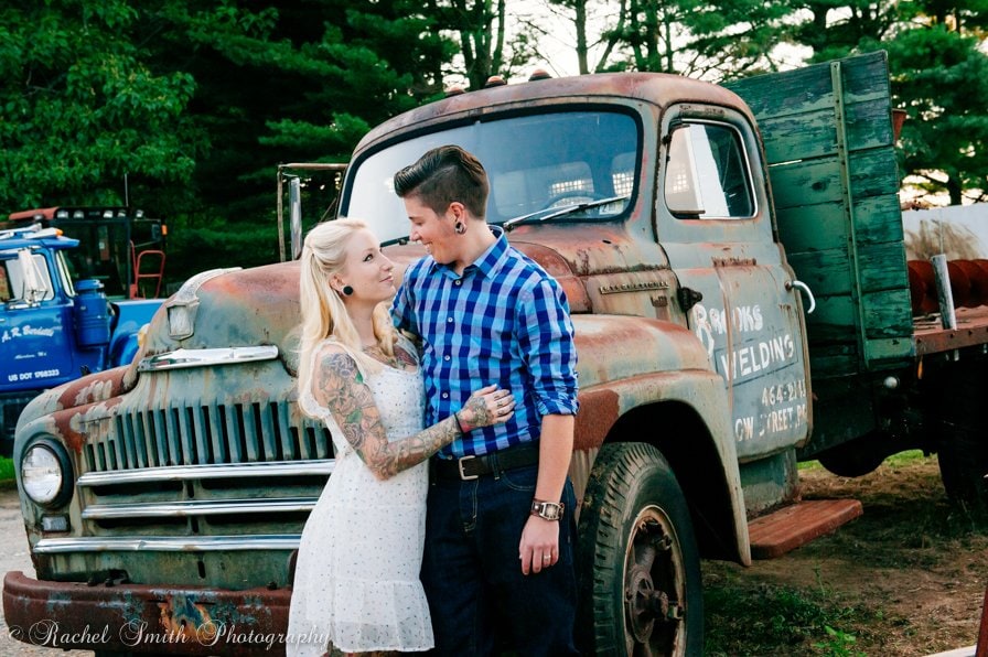 Engagement Photos with Rusty Pick up truck