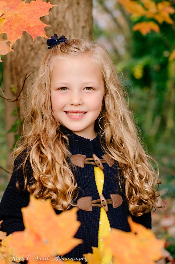 Family Photos with Orange Leaves, Fall Family Photos in Maryland