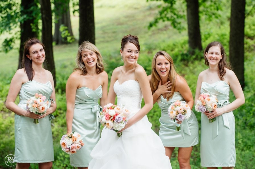 Bride and Bridesmaids laughing