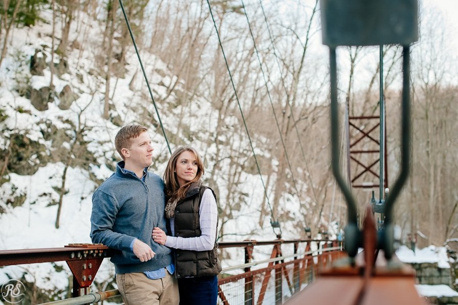 Patapsco Valley State Park Engagement Session, Couple on Bridge 