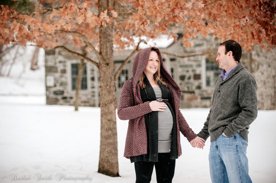 Maternity Session in the snow Baltimore Maryland