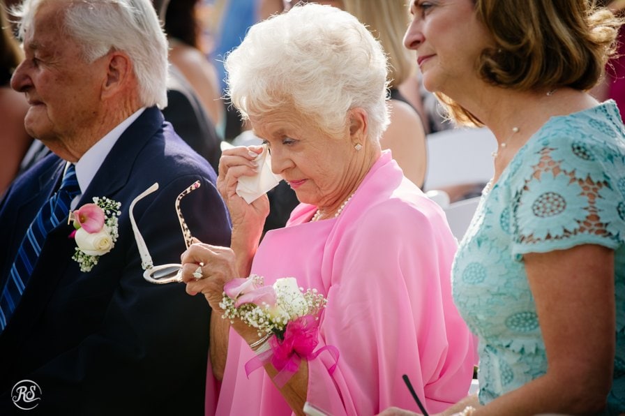 Grandma crying happy tears at wedding