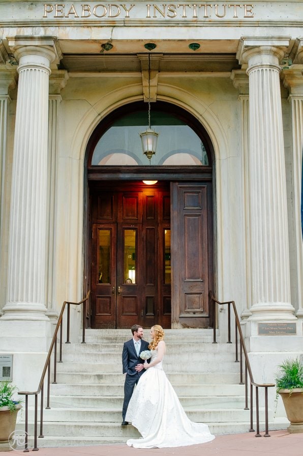 Bride and Groom photos on the Peabody Institute steps