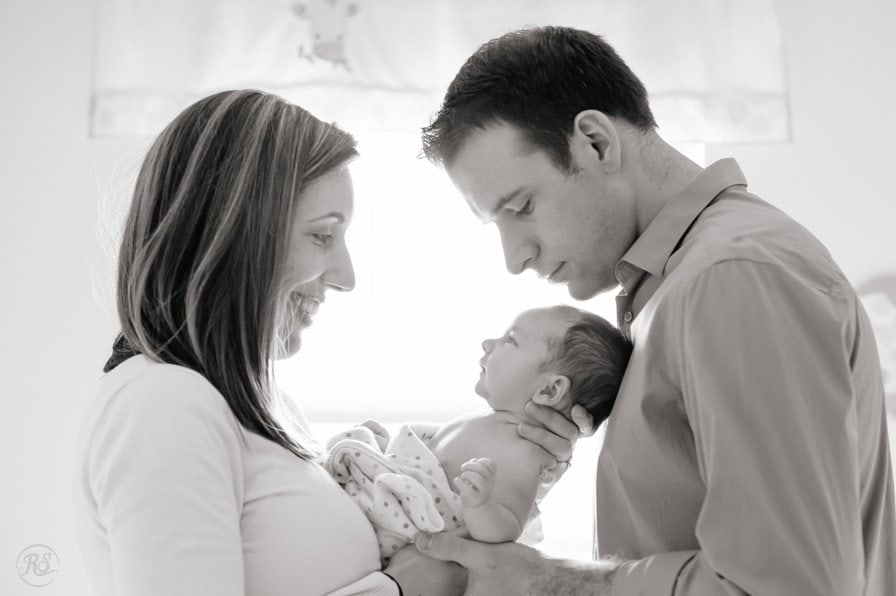 Parents with Baby Girl, Family Photography One Month Photos