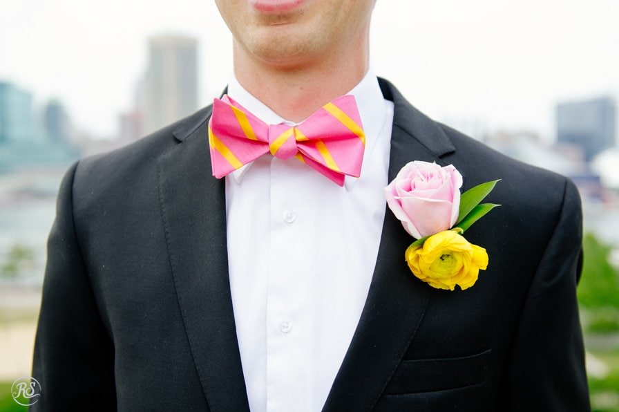 Groom's Bow Tie, Pink and Yellow