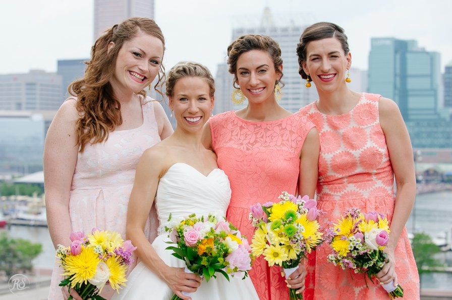 Bride with Bridesmaids On fed hill