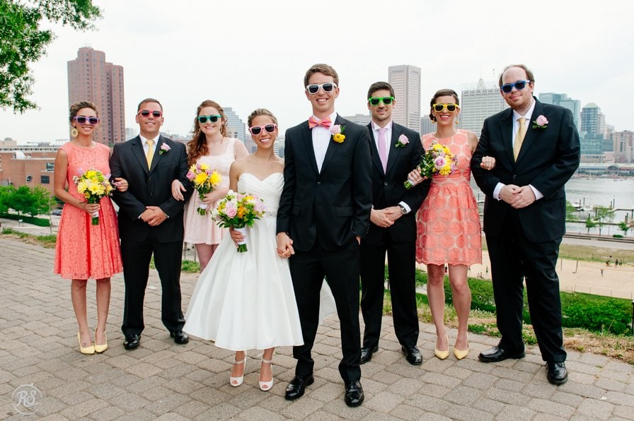 Wedding Party wearing sunglasses
