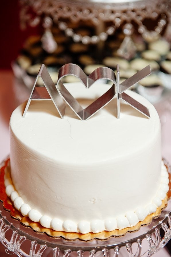 Wedding Cake Topper with Heat and initials 
