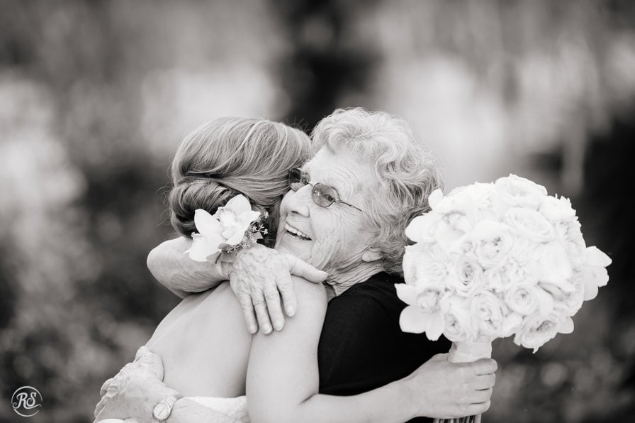 grandma hugging bride 