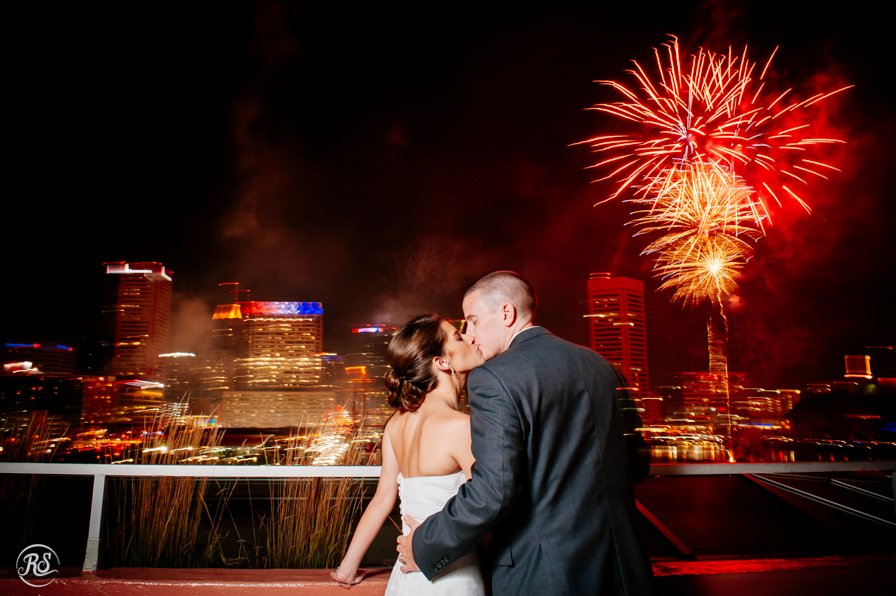 Wedding Fireworks. Baltimore Bride and Groom Night photos with fireworks