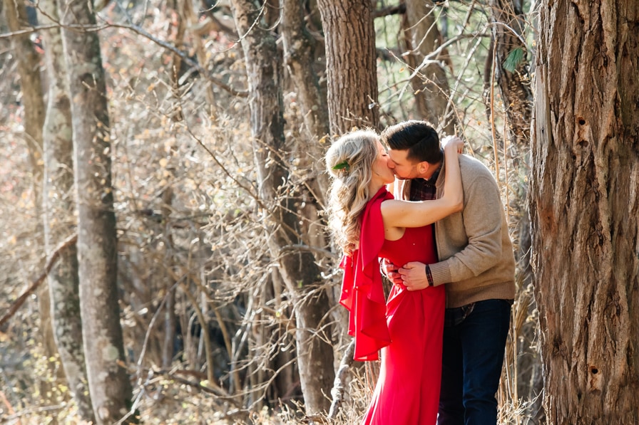 Winter wooded engagement photography 