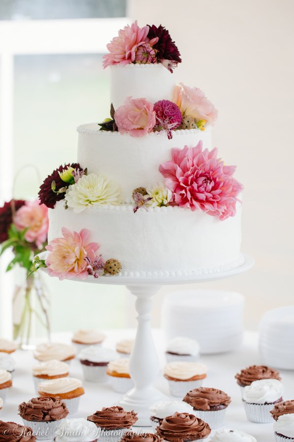 Three Tier Wedding Cake with flowers