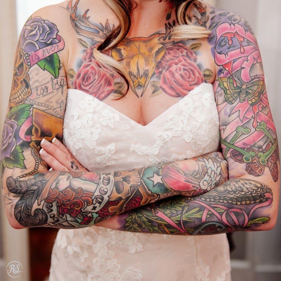 Colorful tattooed bride