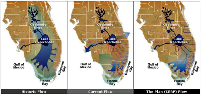 Everglades Historic Flow, Current Flow, and CERP Flow