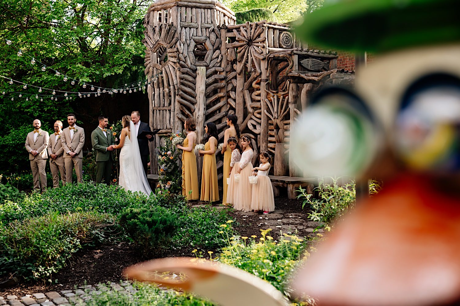 artistic wedding ceremony at art museum