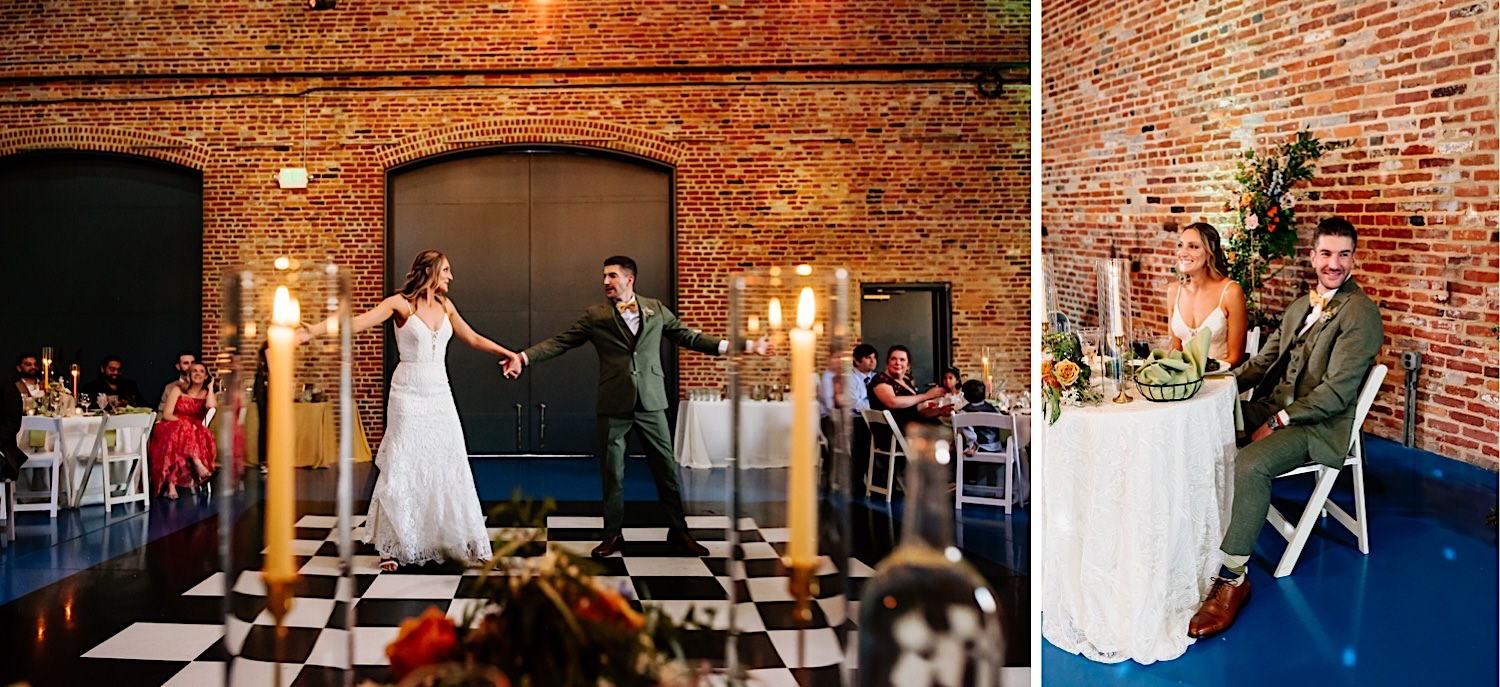 wedding couple first dance at the American visionary art museum barn venue
