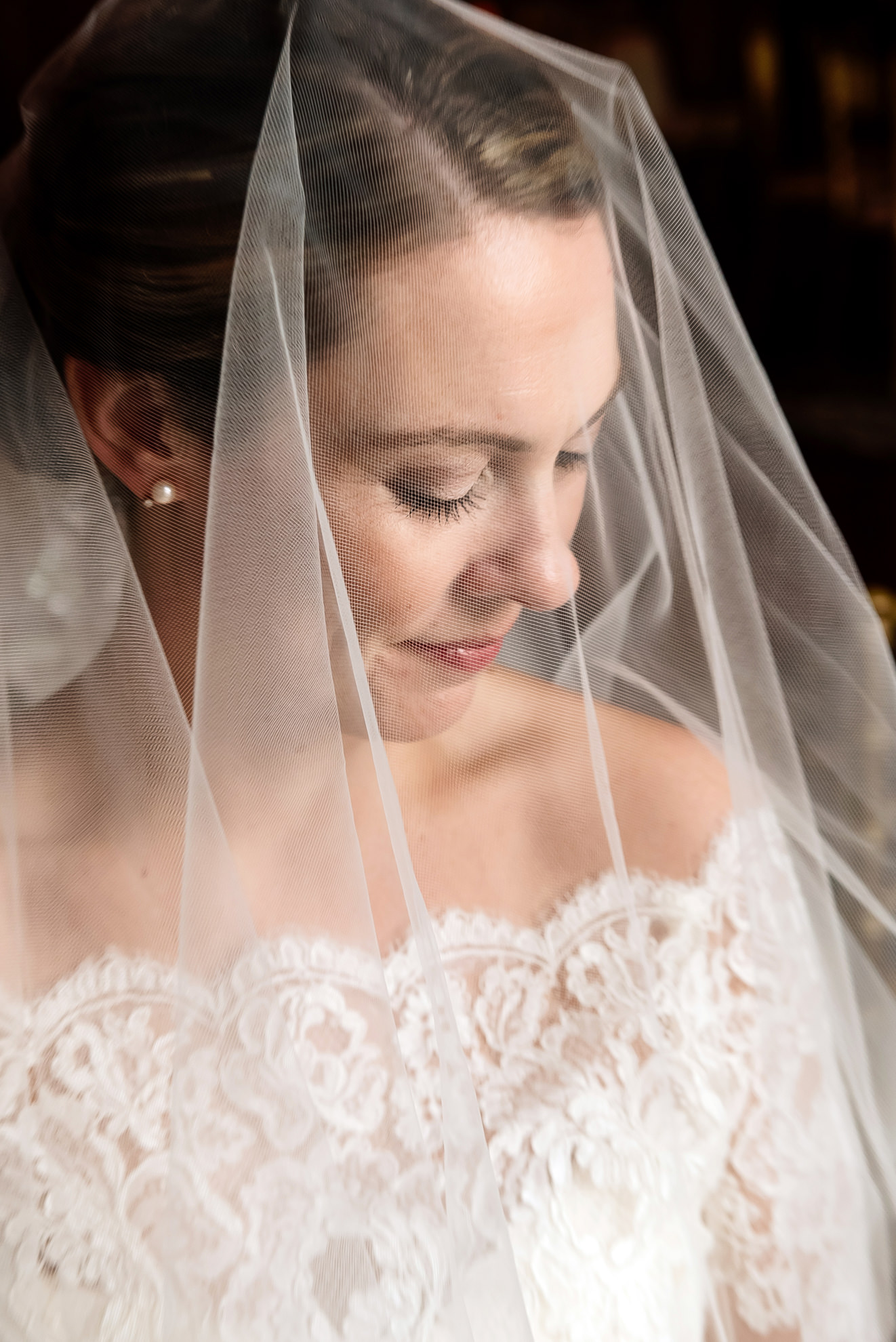 bridal-veil-portrait portrait of bride by window with veil over face